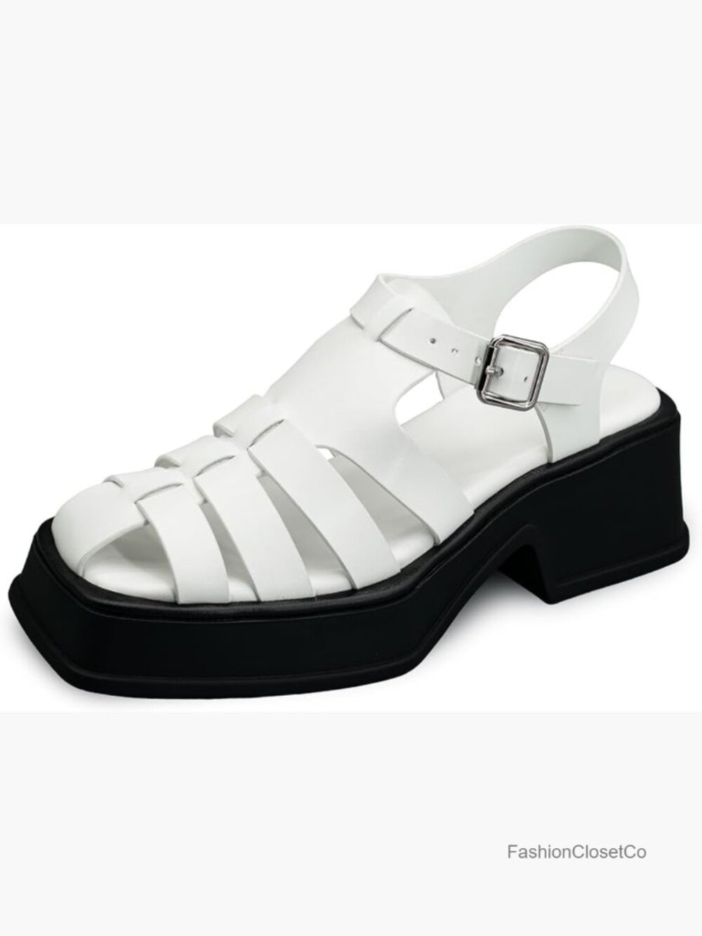 Genuine Leather Platform Fisherman Sandals Closed Toe Wedge Ankle Strap